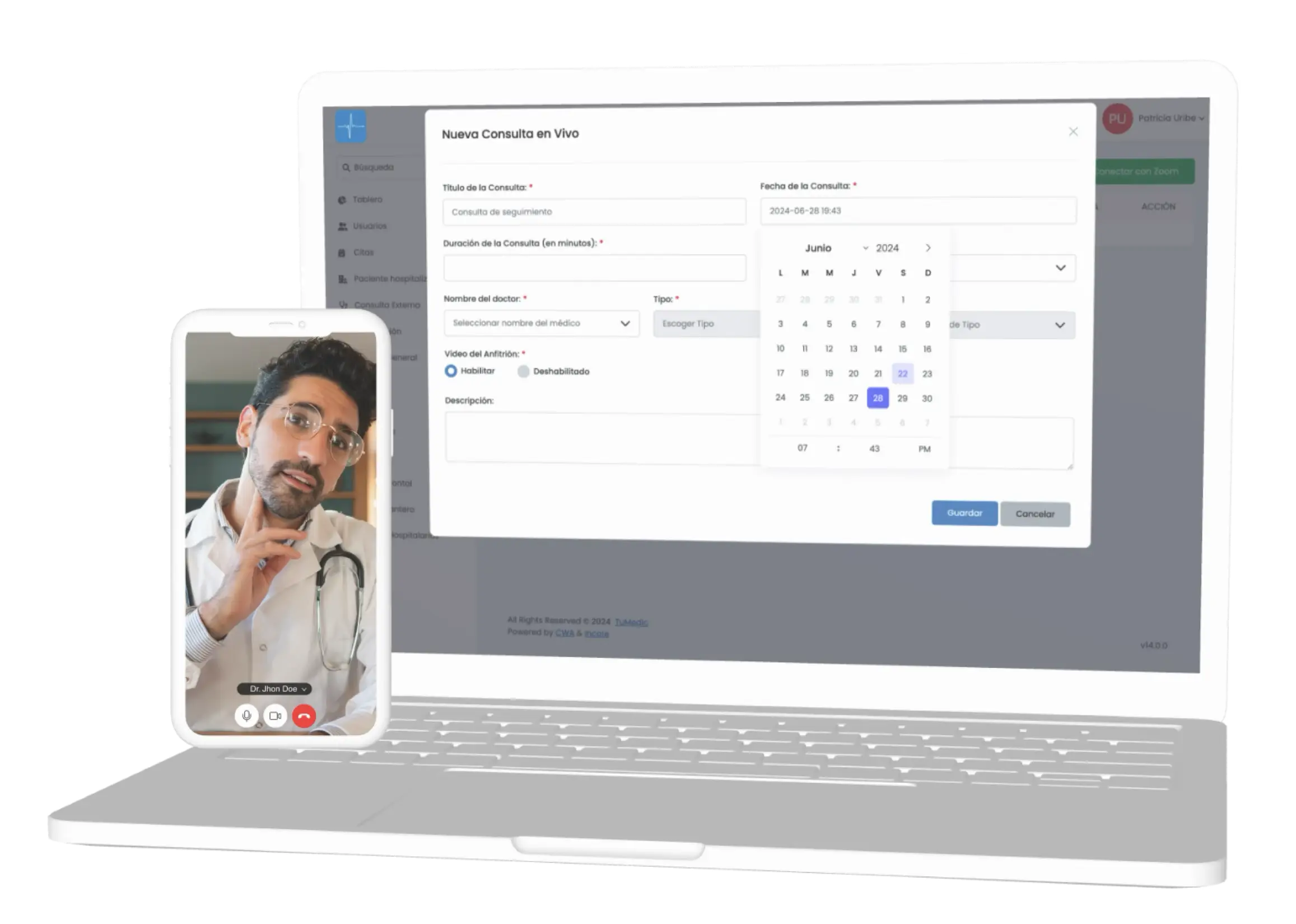 Videollamada de paciente con médico a través del sistema de tumedic
